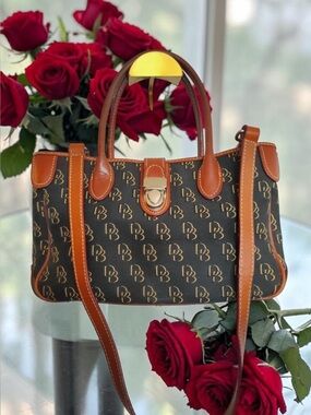 Dooney & Bourke Classic Signature DB Logo Satchel w/ Leather Trim Satchel